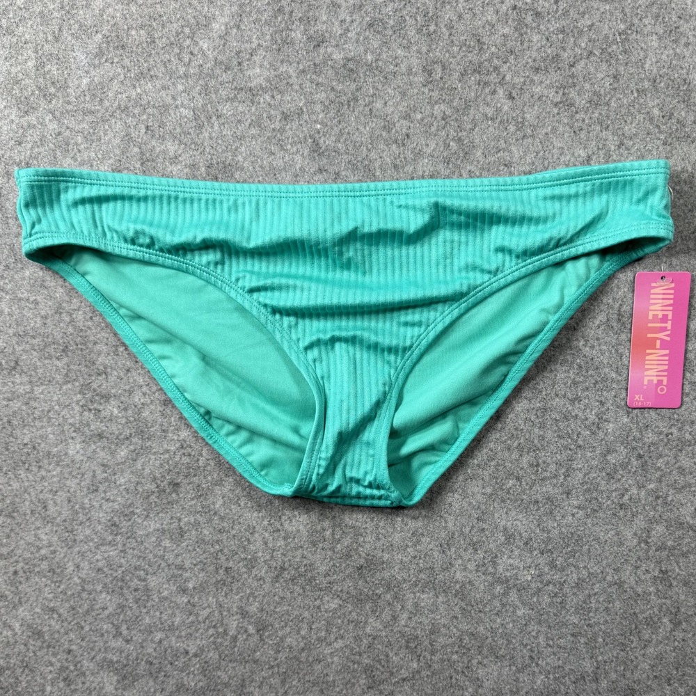 Ninety-Nine Ribbed Bikini Bottoms XL Teal Textured Swimwear
